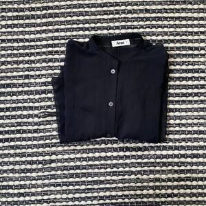 🌿Acne Studios Womens Long Length Sheer Black Long Sleeve Button Up 36/4